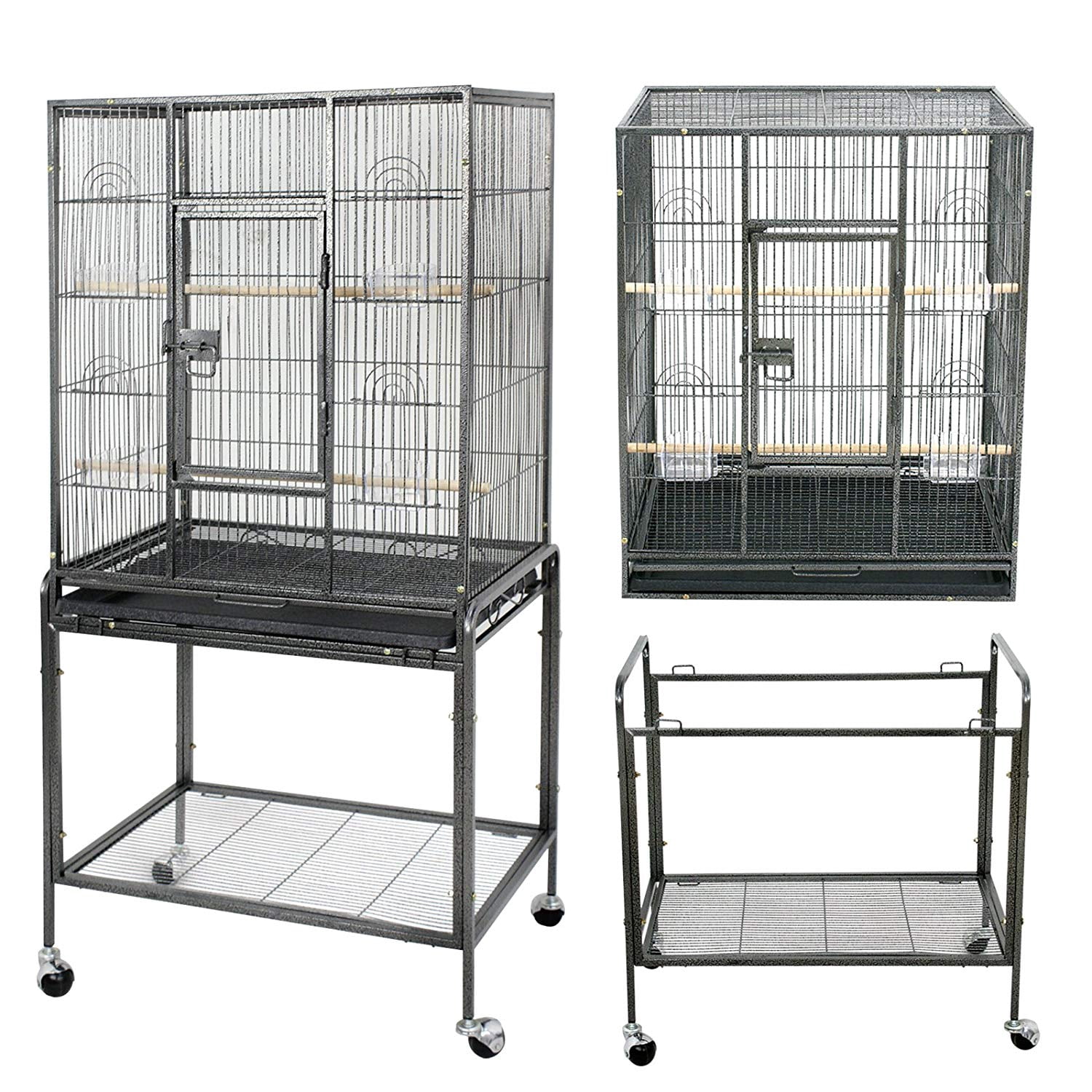 ZENSTYLE 53" Bird Cage with Stand Wrought Iron Frame Birdcage