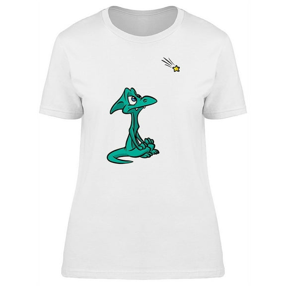 Tiny Dino Looking At Star T-Shirt Women -Image by Shutterstock, Female x-Large