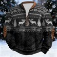 thumbnail image 4 of Mens Christmas Quarter Zip Pullover Hoodless Sweatshirt Long Sleeve Crewneck Thermal Lined Winter Warm Top, 4 of 5