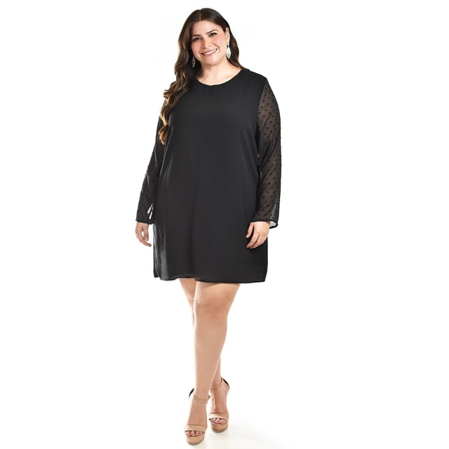 Vestido de Mangas con Relieve Roman Fashion Talla Extra 3823 Negro 40