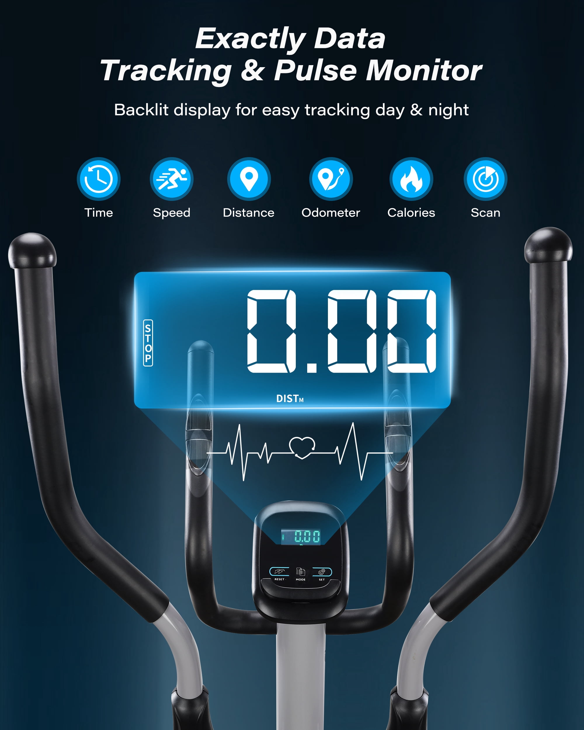 Elliptical Exercise Machine with 16 Resistance Levels, Hyper-Quiet Magnetic Elliptical Machine for Home with 15.5" Stride, 350LBS Loading Capacity, Backlit LCD Monitor, App Bluetooth