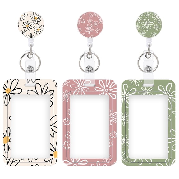 Dihmpor 3 Set Heavy Duty Badge Holder with Retractable Reel,ID Badge Holder Key Card Work Badge Clip for Nurse Teacher Student Office Women Men