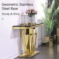 thumbnail image 4 of Unbranded Luxury Rectangular Sofa Console Table Modern Living Room Entryway Table with Mirrored Gold Geometric Base Gold, 4 of 5