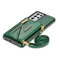 thumbnail image 4 of Dteck Case For Samsung Galaxy S21 Ultra 6.8-inch,Luxury Leather Zipper Card Holder Wallet Cross Body Shoulder Strap Case for Galaxy S21 Ultra 5G Shockproof Hybrid Rubber Kickstand Cover,Green, 4 of 8