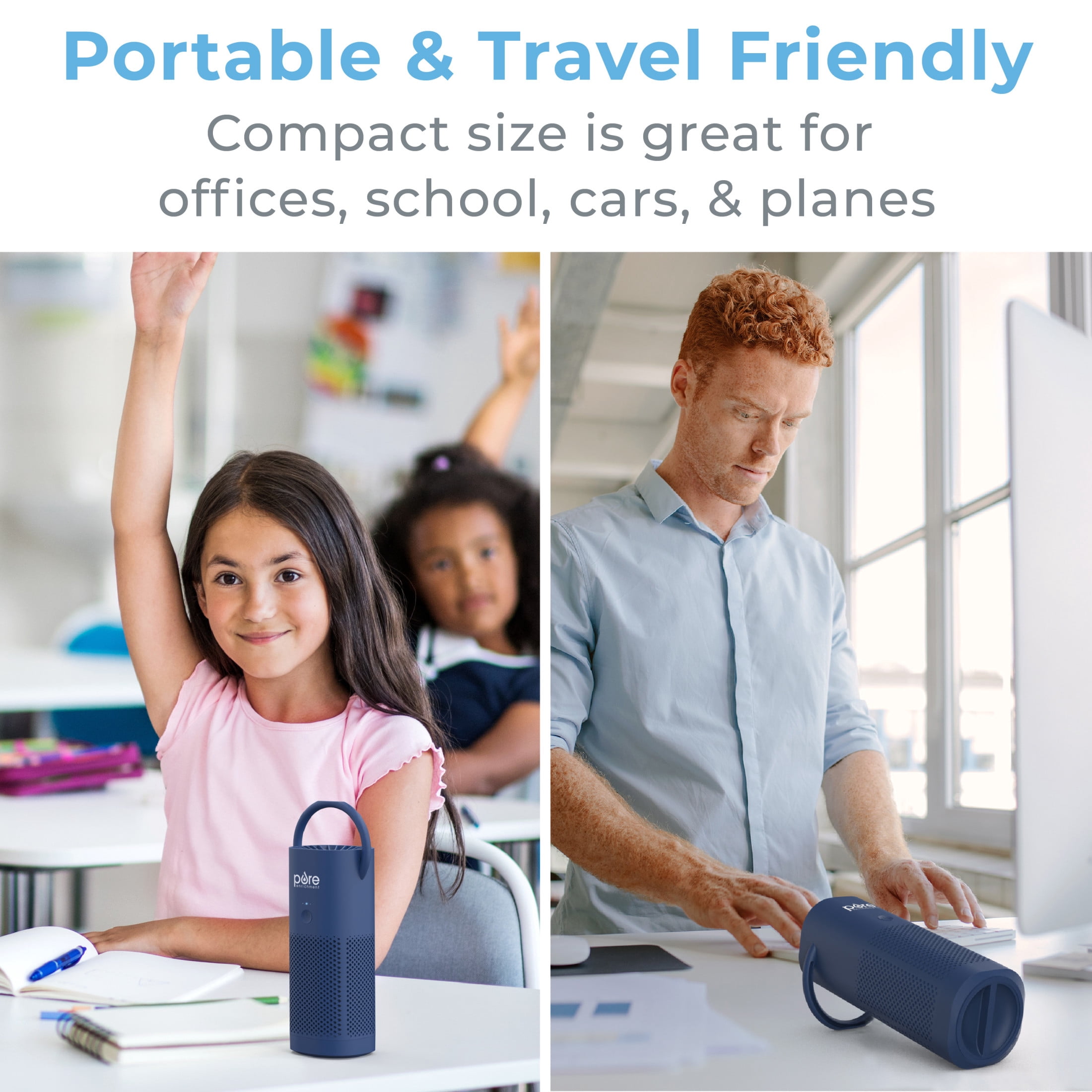Pure Enrichment - True HEPA Portable Air Purifier - Blue