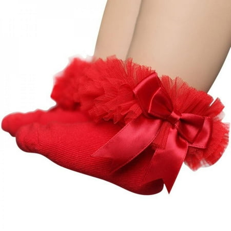 

Promotion!!!Kids Girls Ankle Socks Toddler Kids Bowknot Lace Cotton Socks