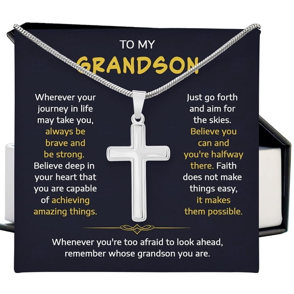 Grandson Cross Necklace Birthday Keepsake, Multi Cross Necklace