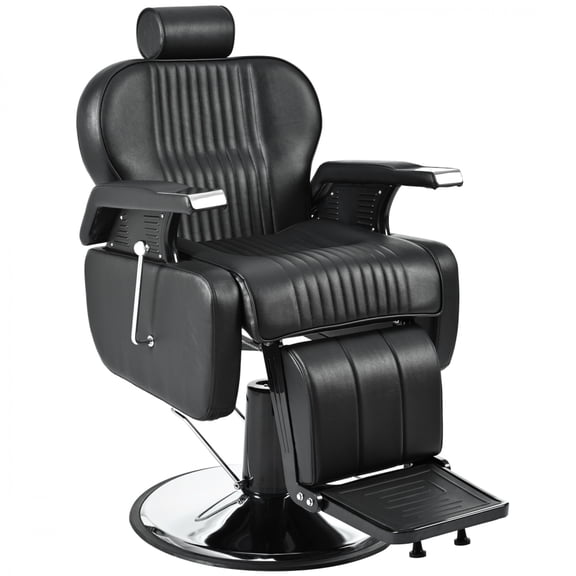 Heavy Duty Reclining Barber Chair - All-Purpose Hydraulic Salon Chair with 360 °   Swivel & Height Adjustment for Barbershop, Beauty Salon & Spa,,Black