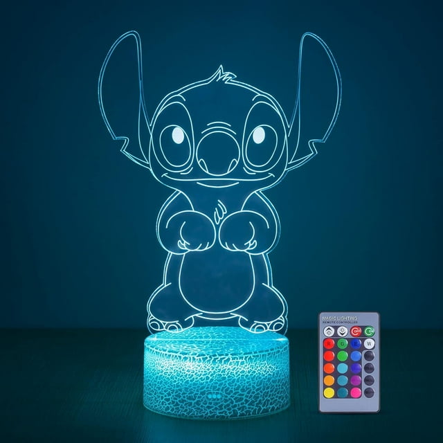3D Illusion Stitch Night Light: Stitch Gifts Light with Remote Control and Smart Touch, Stitch Stuff for Girls Room Decor Lamp Birthday Christmas Gifts