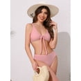 thumbnail image 4 of DARING DIVA Women's Lace Up Decoration Push Up Bikini Sets Small Pink, 4 of 6