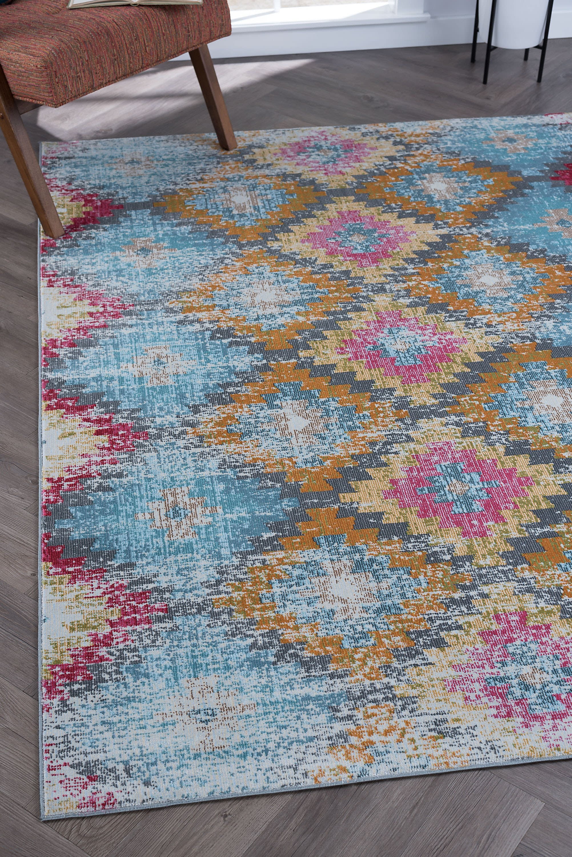 Transitional 5x8 Area Rug (5'3'' x 7'3'') Oriental Multi-Color Living Room Easy to Clean