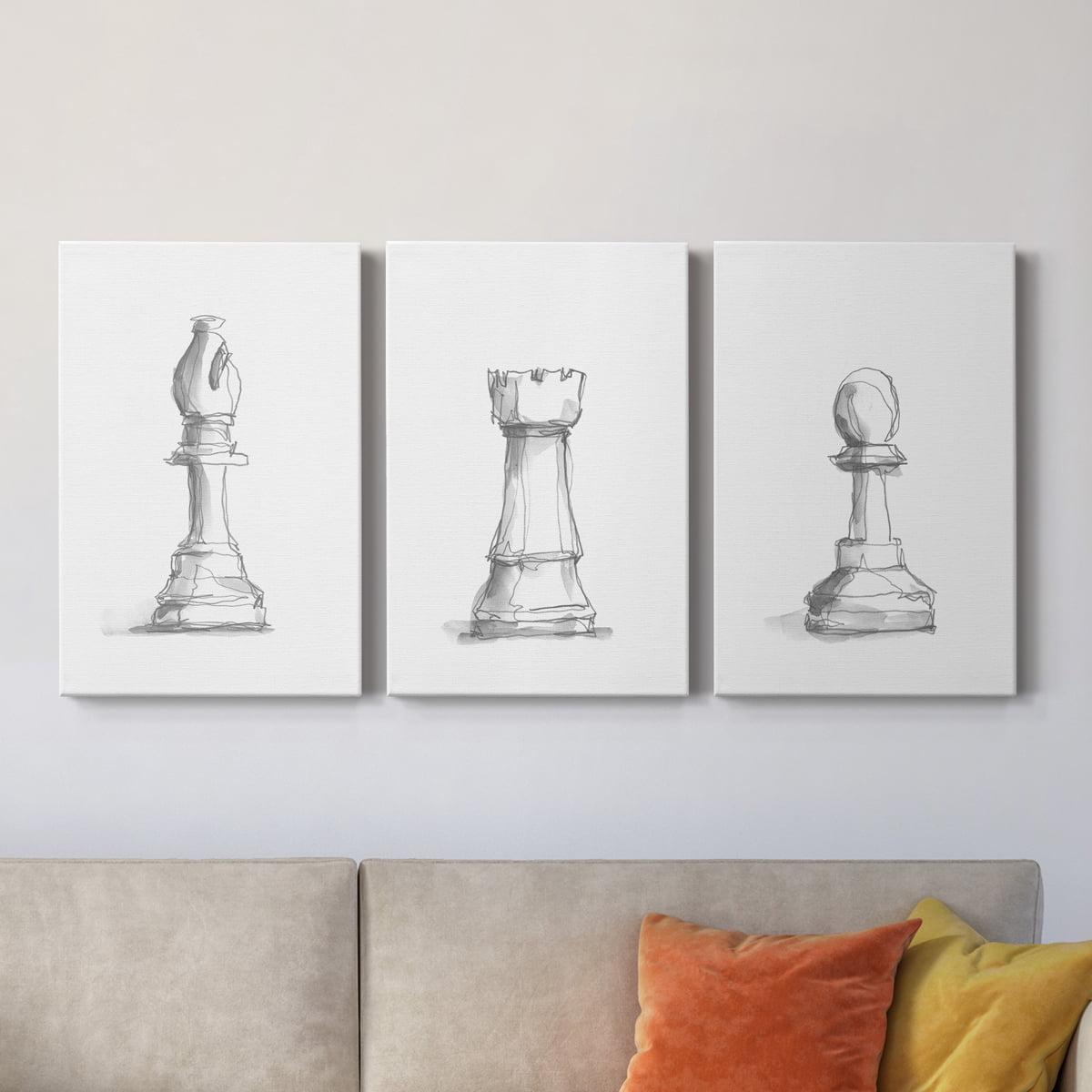 Chess Piece Study IV Premium Gallery Wrapped Canvas - Ready to Hang - 24 x 36 Each