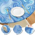 thumbnail image 4 of Blue White Tie Dye Swirl Pattern Round Fitted Tablecloth with Elastic Edge,Dining Table Cover Waterproof,Outdoor Round Tablecloth for Camping,Dining,Indoor and Outdoor, 4 of 7