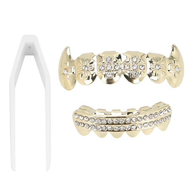 Hip Hop Teeth Decoration, Safe Hip Hop False Teeth Easy Wearing Removal Fashionable For Halloween Party For Concert For Birthday Gold,Silver