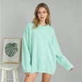thumbnail image 3 of Womens Plus Size Sweater Casual Solid Color Pullover Soft Comfortable Knit Top Everyday Wear Fall Winter Soft Warm Outfit, 3 of 5