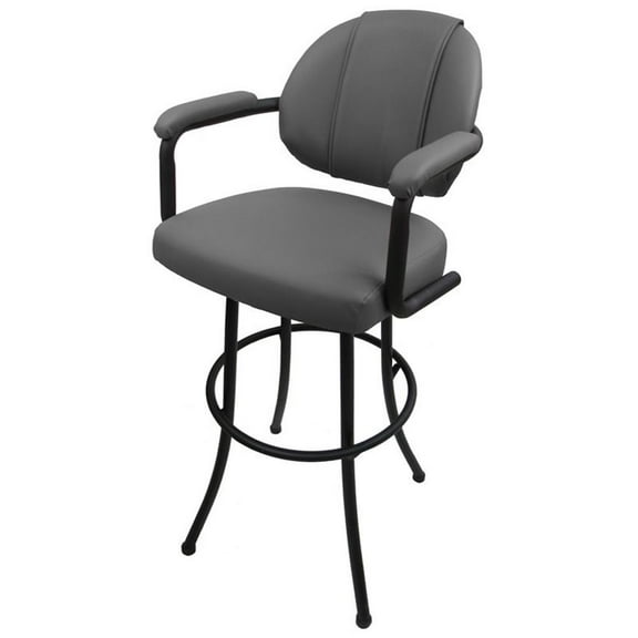 Tobias Designs 30" Vinyl Upholstered Swivel Tilt Bar Stool in Gray and Black