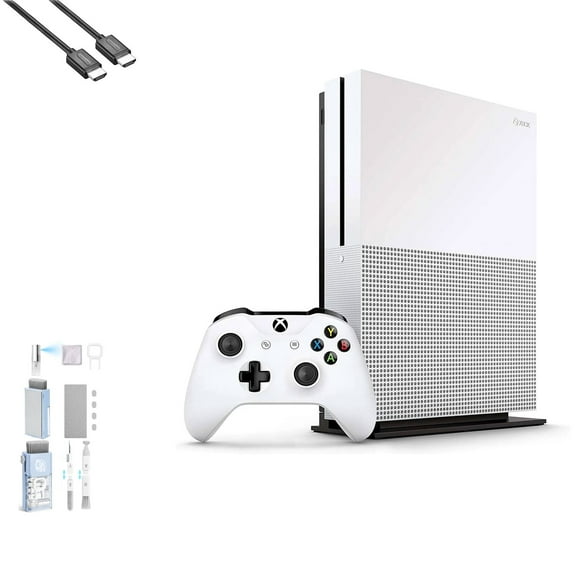 Pre-Owned Microsoft Xbox One S 1TB, 4K Ultra HD White with BOLT AXTION Cleaning Kit HDMI Bundle