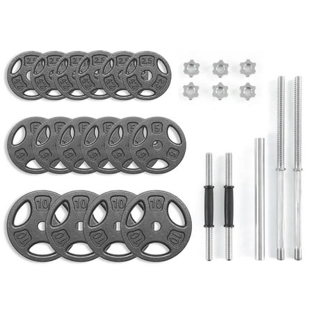 Athletic Works 100LB Black Cast Iron Standard Weight Plate Sets, Used as Both Dumbbell and Barbell