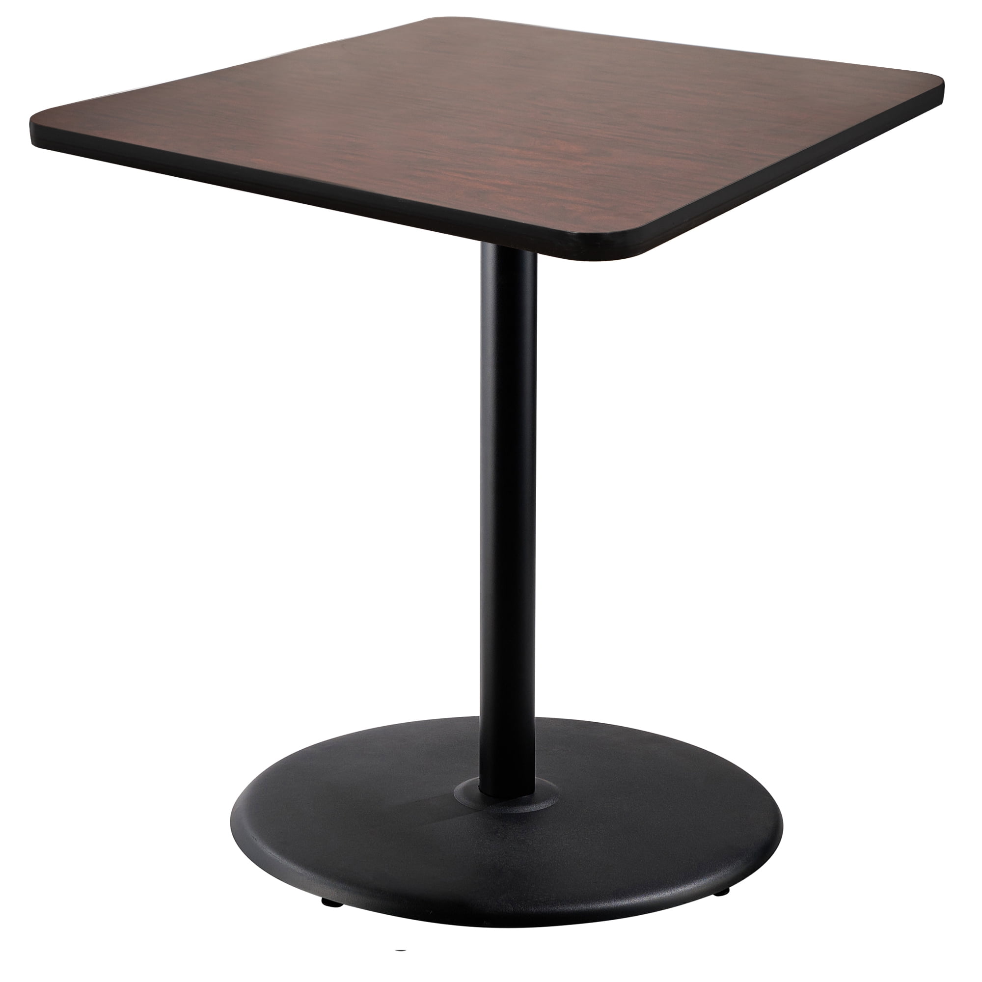 Hampden Furnishings Bennet Collection Steel Frame 36" Square Top, Round Base, 42" Height, Cafe Table, Black Frame/Mahogany Top