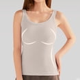 thumbnail image 4 of Ribbed Tank Tops for Women Built in Bra High Neck Racerback Shelf Bra Summer Camisole Yoga Shirts Sleeveless Undershirt Beige Size S, 4 of 7
