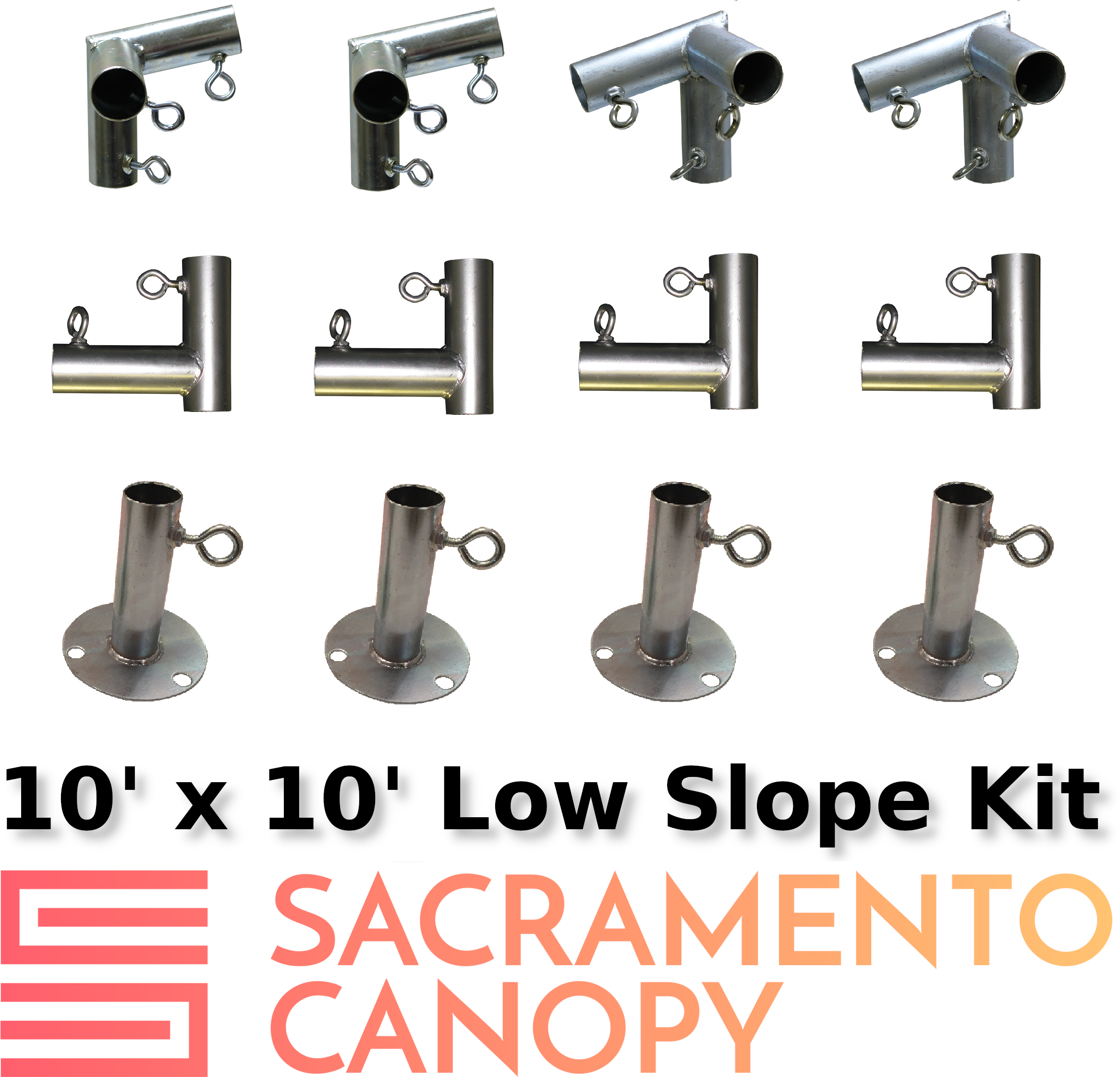 Slope Roof Canopy Fittings Kits (10' Wide) DIY Greenhouse, RV & Boat Carport, Shelter, Shade Structure, Vendor Booth, Tent, Steel Frame EMT Connector Parts, 1" - image 4 of 22