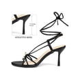 thumbnail image 2 of BLISSFUL STEP Open Toe Stiletto Heel Buckle Ankle Strap Sandals for Women Black (Size 6), 2 of 7