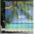 thumbnail image 4 of Ambesonne Tropical Shower Curtain, Paradise View Maldives, 69"Wx75"L, Green Aqua Blue, 4 of 5
