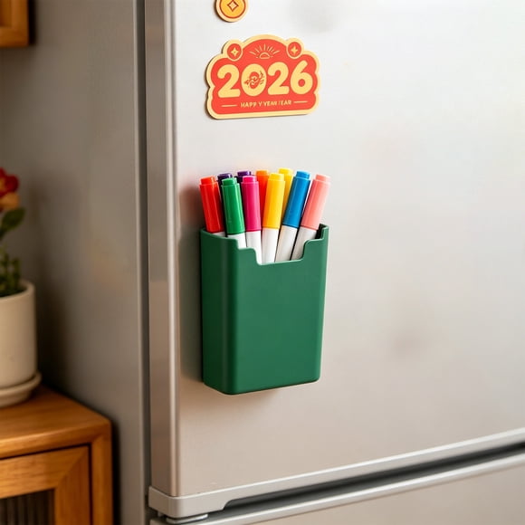 Magnetic Pen Holder, Whiteboard Marker Storage Container, Wall-Mounted Large-Capacity Organizer for Office, Home, 1-Pack