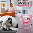 thumbnail image 3 of Vikua Baby Swings for Infants,Foldable Baby Swing with Adaptable Speeds,Music,0-9 Months,Pink, 3 of 7