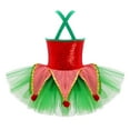 thumbnail image 2 of JanJean Girls Christmas Elf Dress Sequin Dance Ice Skating Leotard Kids Shiny Cami Mesh Tutu Skirt Red 10, 2 of 7