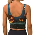 thumbnail image 3 of Haiem Spooky Halloween Pattern Womens Sports Bra - U Neck Padded Low Impact Yoga Bra Workout Crop Top Gym Moisture-Wicking Workout Vest -Large, 3 of 9