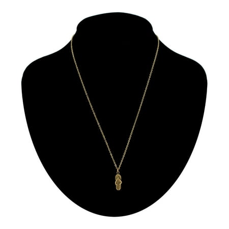 Flops Necklace Pendant - Gold Tone Flip Flop Sandal Charm 18