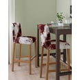 thumbnail image 2 of Marble Red Bar Stool Covers Set of 2, Modern Abstract Gold White Brick Stone Motif Stretch Washable Bar Chair Covers with Backs, Removable Pub Counter Height Chair Cover for Kitchen Dining Room Cafe, 2 of 7