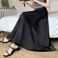 thumbnail image 5 of Mqqzkk Womens Elegant Satin Skirts Summer High Waisted A Line Maxi Skirts Flowy Party Long Skirt 2025, 5 of 8