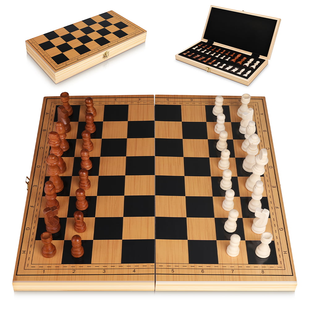 DNZJ Chess Board Game for Adults High-Grade Wood International Chess Set Board Zinc Alloy Paint Chess Pieces Drawer Design Travel Portable Game Play Kit Chess
