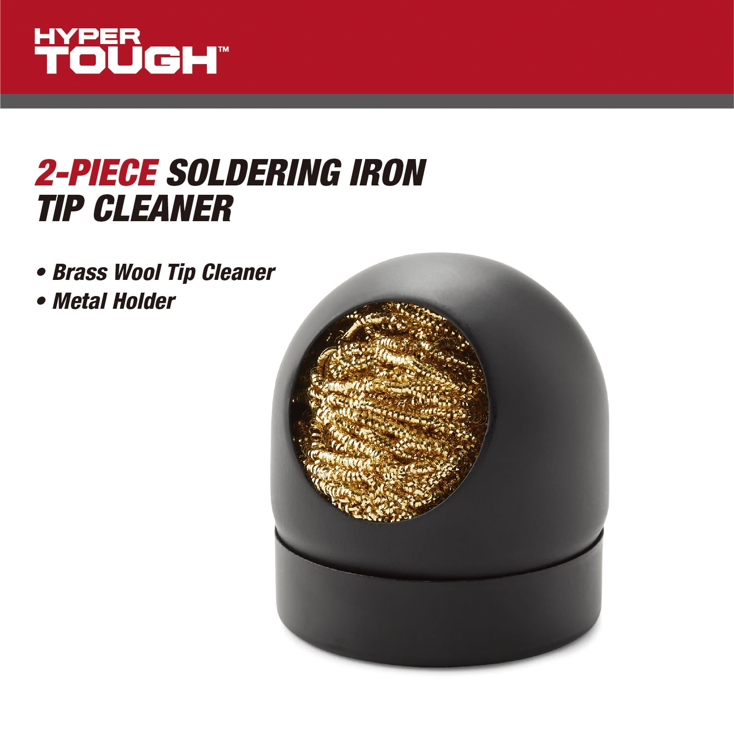 Hyper Tough 2-Piece Soldering Iron Tip Cleaner with Brass Wool