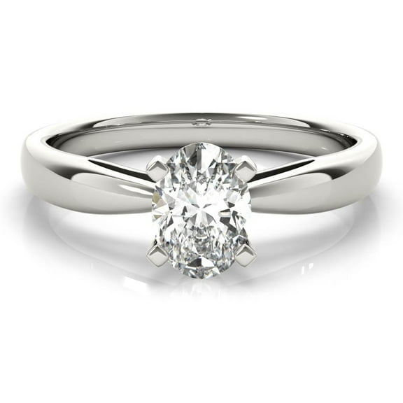 Lina Jewel 2.13 Ct Oval Cut Simple Diamond Ring for Women's - Solitaire with Accent Diamonds - Lab-Created Simulated Diamond Engagement Wedding Rings - 14K White Gold Plated for Women’s Gift Idea