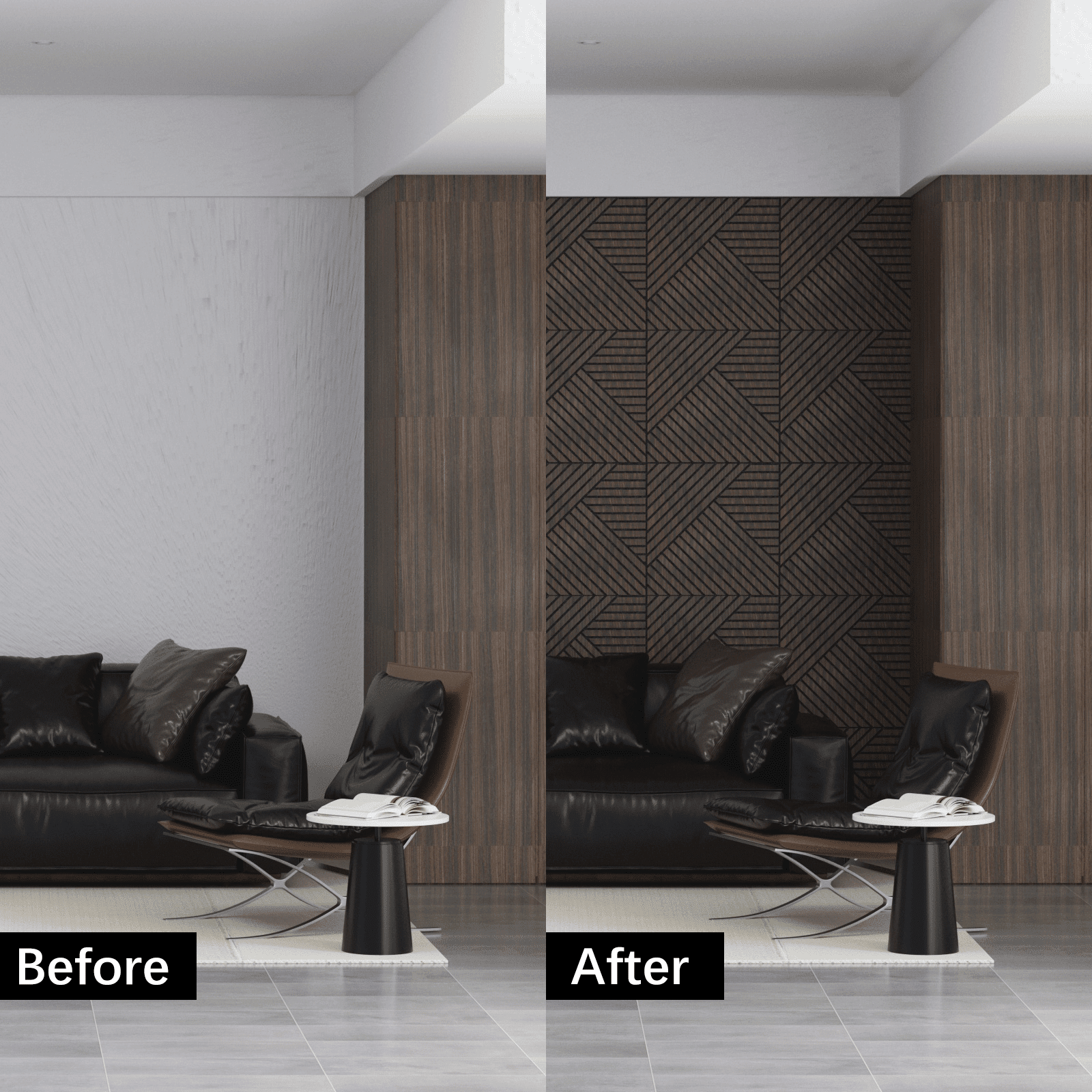 4 Packs Acoustic Wall Panels - Self-Adhesive 3D Wood Slat Wall Panel- Peel and Stick Sound Absorbing Panels for Noise Reducing - Feature Wall Decor for Home & Office