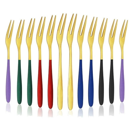

12PCS Appetizer Dessert Forks Stainless Steel Fruit Forks Mini Salad Fruit Fork for Party Dessert Fruit Cakes