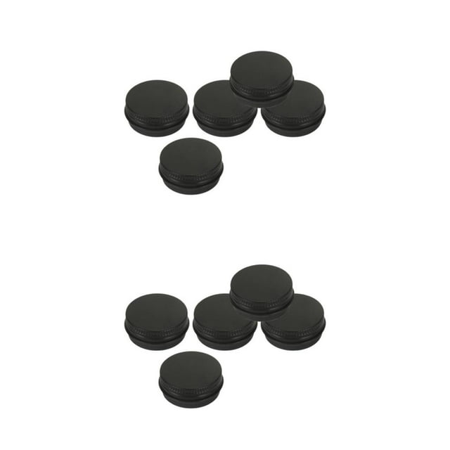 Transemion 5pcs Empty Aluminum Jars Cosmetic Screw Balm Lip Lid Cans Containers Black 15ml 2Set