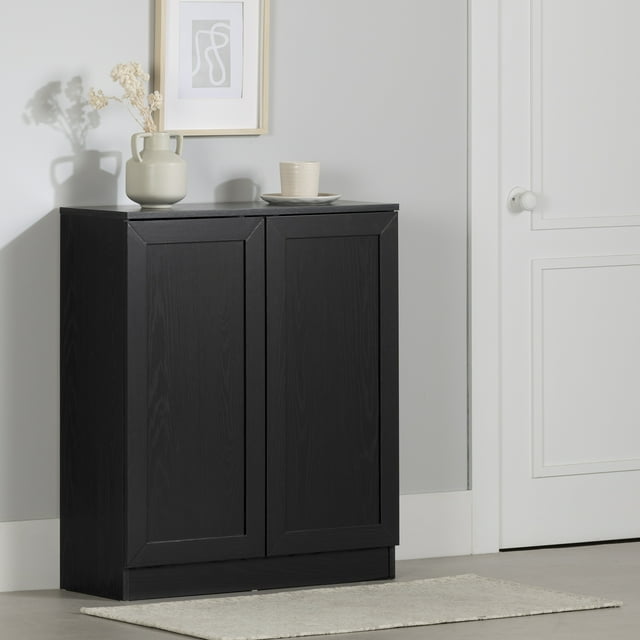 South Shore Arum 2-Door Sideboard with Shelves, in Black Oak