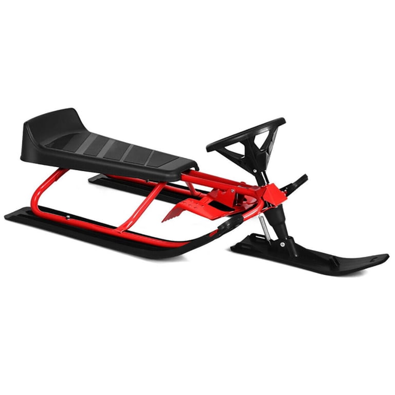 Resenkos Kids Snow Sled with Steering Wheel and Double Brakes Pull
