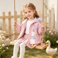thumbnail image 4 of Vdoaml Toddler Girls Hooded Windbreaker Jacket Kids Cute Duck Embroidery Zip Up Outerwear Children Long Sleeve Coat 3-4 Years Pink, 4 of 5