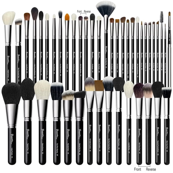Set de brochas de maquillaje Bueart Design, 42 unidades, con pelo de cabra auténtico