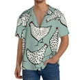 thumbnail image 2 of Picia Hand Drawn Chickens Men's Linen Shirts Short Sleeve Cuban Beach Shirts Casual Shirts Button Down Shirt for Men Beach Summer Wedding Shirt-Medium, 2 of 7