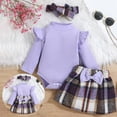 thumbnail image 2 of Zshosam Baby Girl Fall Outfit Baby Girl Outfit Newborn Pie Romper Skirt Fall Clothes with Headband Size 12 18 Months,(Purple 12-18 Months), 2 of 9
