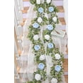 thumbnail image 4 of Lyacmy 6.07FT Artificial Eucalyptus Garland with Flowers, Blue Fake Rose Gypsophila Flower Garlands for Decoration, Greenery Garland Hanging Vines for Room Wedding Backdrop, 4 of 8
