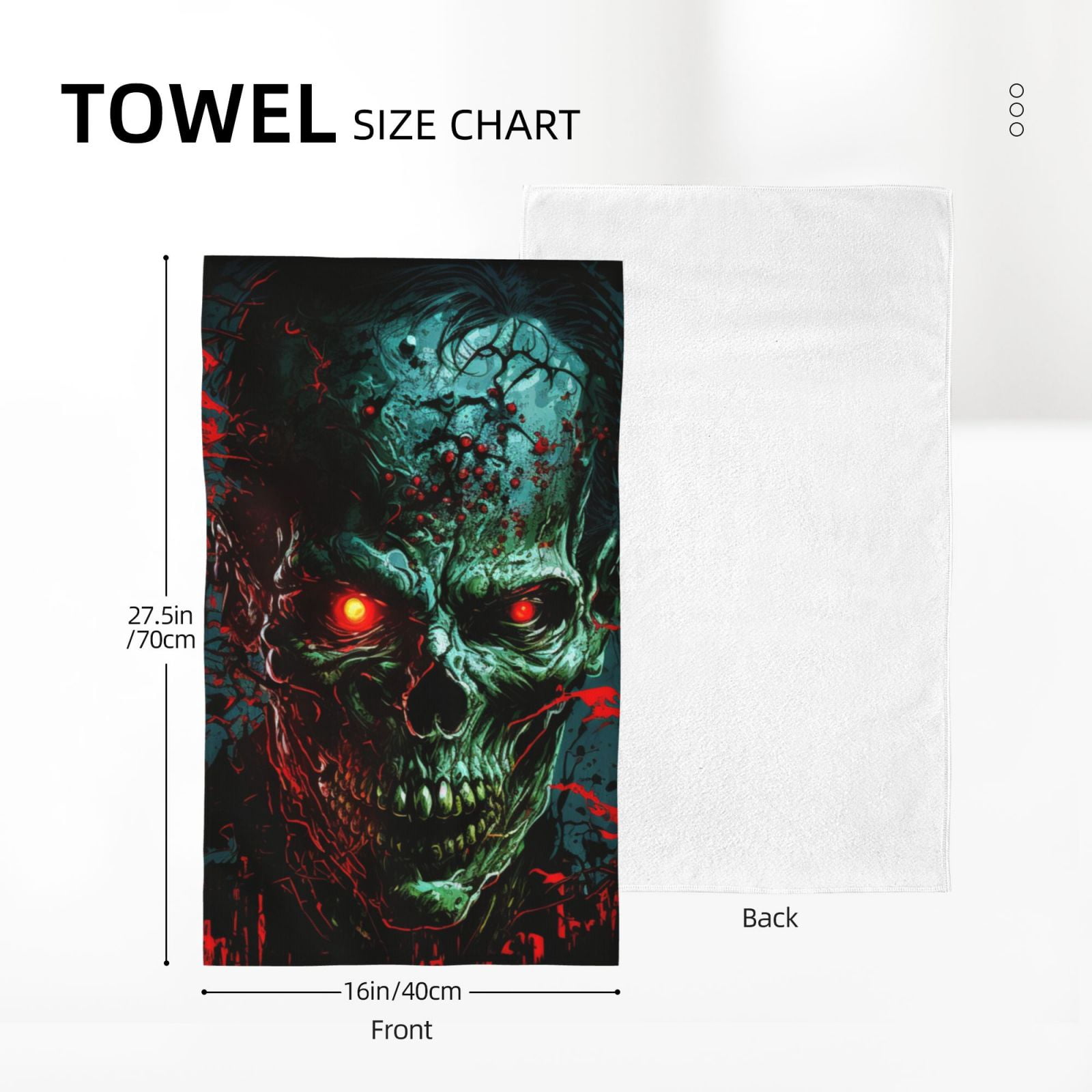 Skull Ghost Zombies Head Red Eyes Cool 27.5" x 16" Ultra Soft Hand Towel, Face Wash Cloth for Bathroom, Gym, Travel, Pool