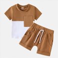 thumbnail image 2 of Baby Boy Summer Outfits Henley Shirt Soft Pocket Short Sleeve Tops & Shorts Sets Infant 3 6 12 18 Months 2T Clothes Kaprioy Baby Boy Clothes, 2 of 7