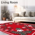thumbnail image 2 of ODIKA 4'x6' Machine Washable Non-Slip Area Rug, Merry Gnome Gathering Featuring Nordic Holiday Charms High Traffic Rug with Pad, Red, 623855, 2 of 8